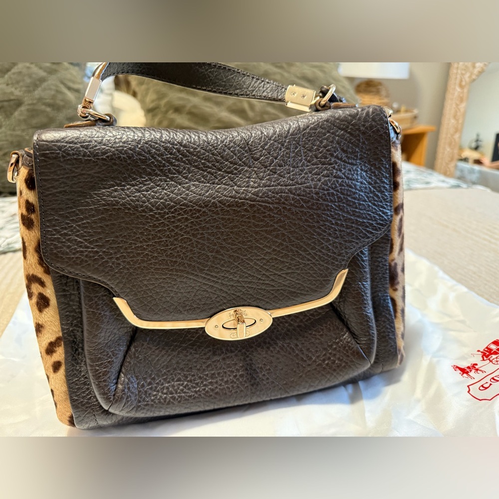 Coach Brown and Tan Leather Shoulder Bag